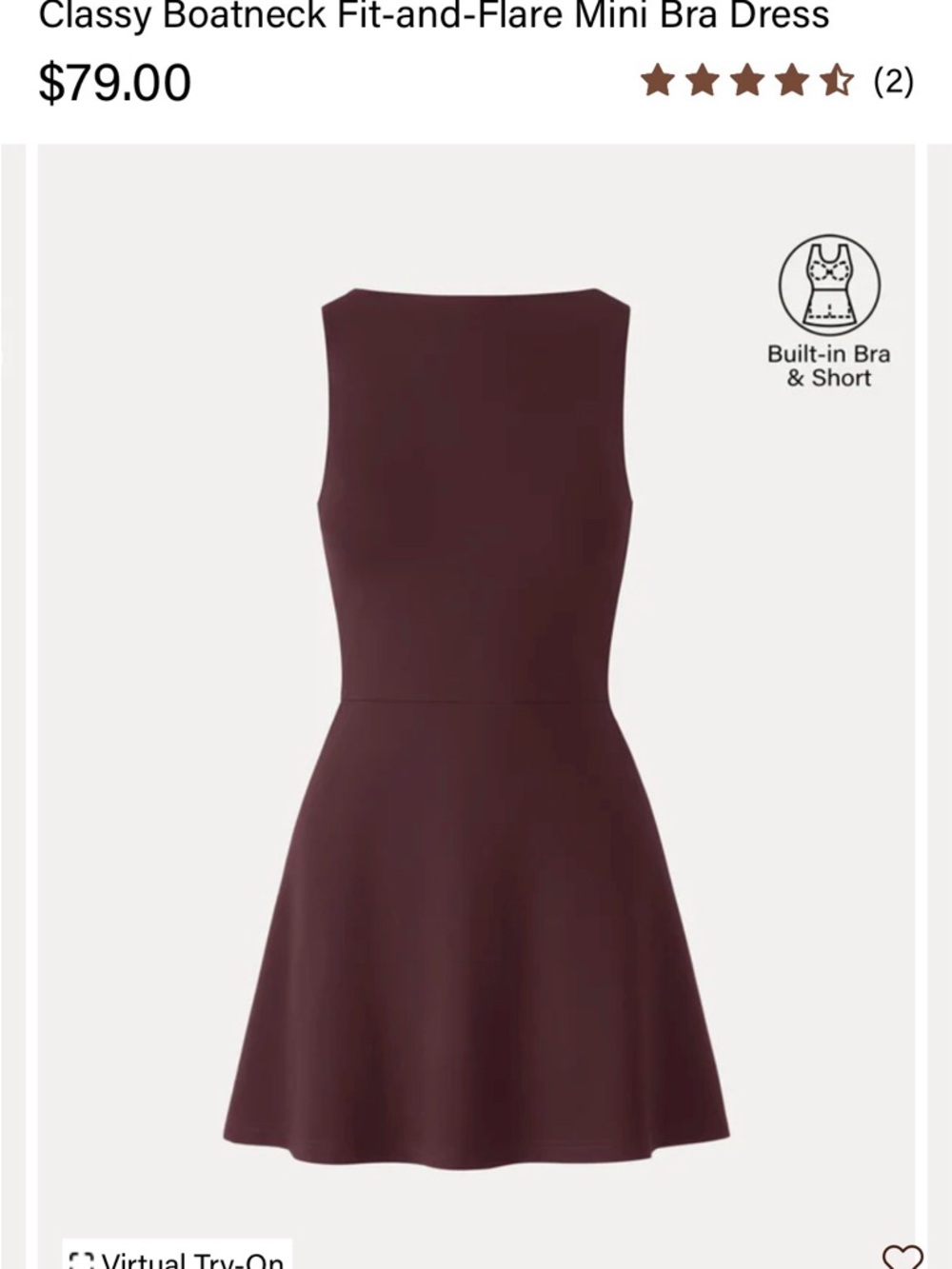 Boatneck Fit-and-Flare Mini Dress in Ruby Red / Burgundy